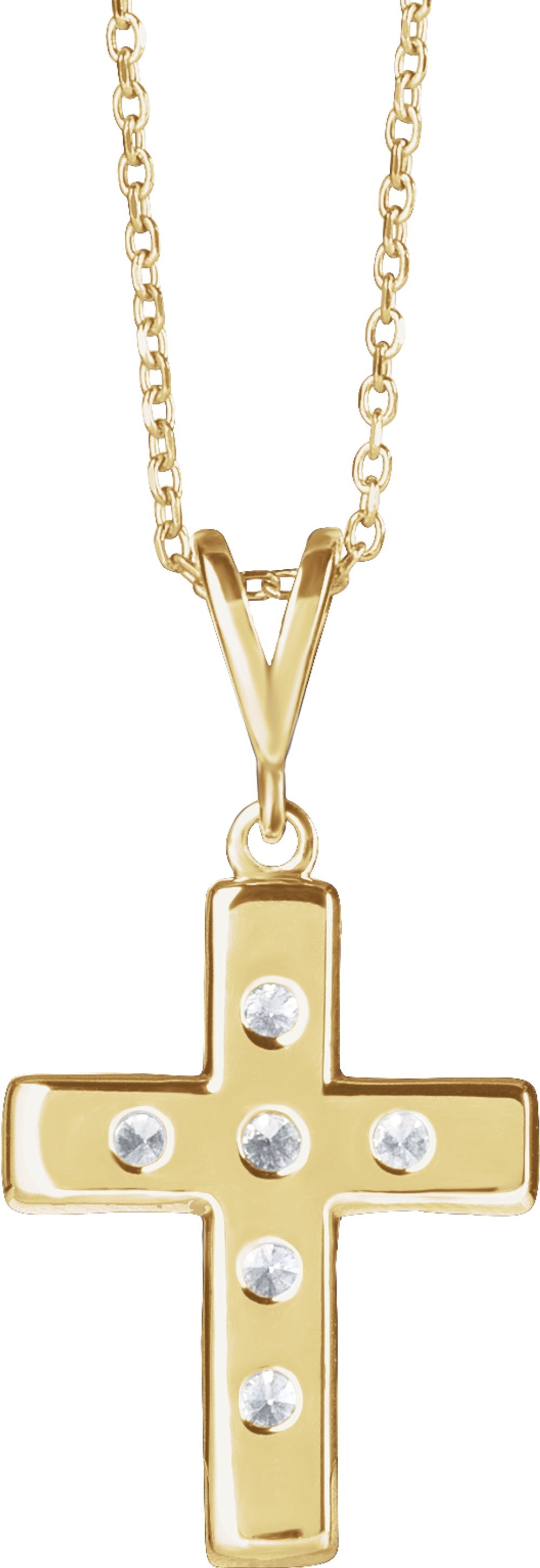 14K Yellow Gold 1/2 CTW Natural Diamond French-Set Cross 16-18" Necklace