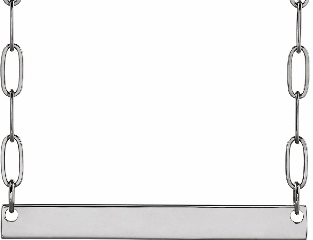 14K White Gold Engravable Bar 16" Necklace
