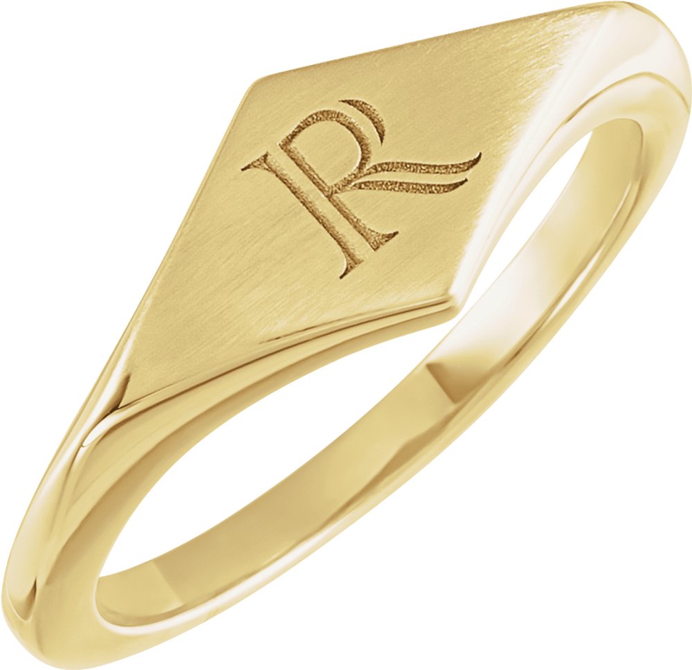 14K Yellow Gold Geometric Signet Ring