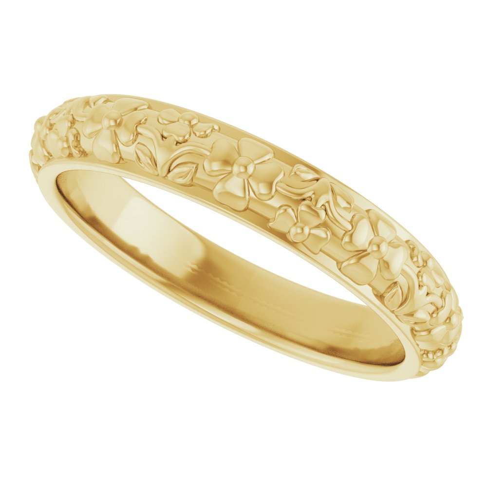 14K Yellow 3.6 mm Floral Half Round Band Size 7