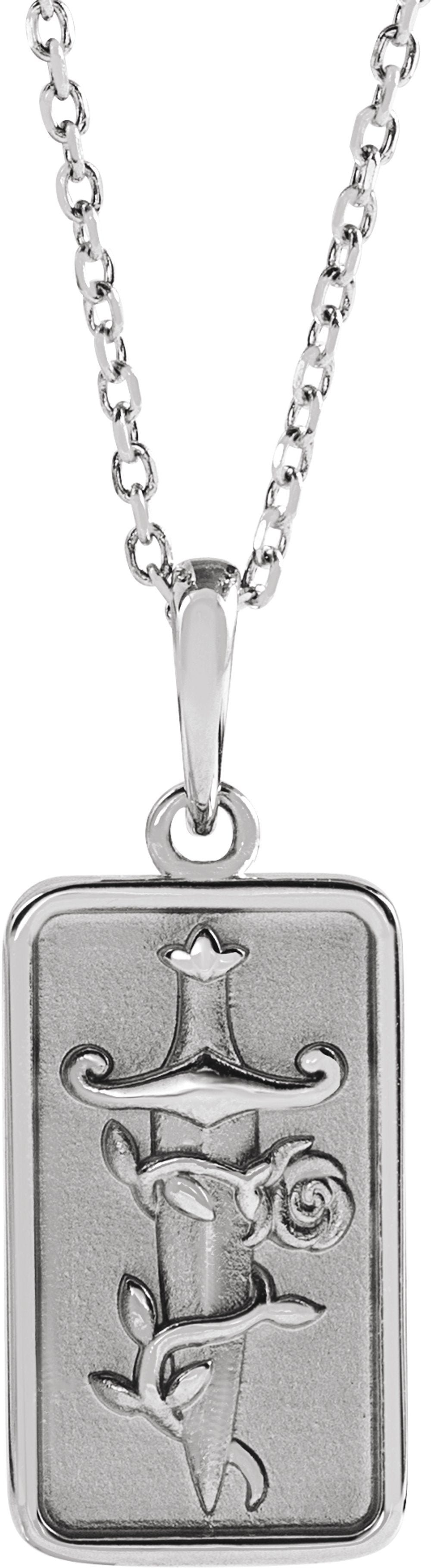 Sterling Silver Dagger & Rose 16-18" Necklace