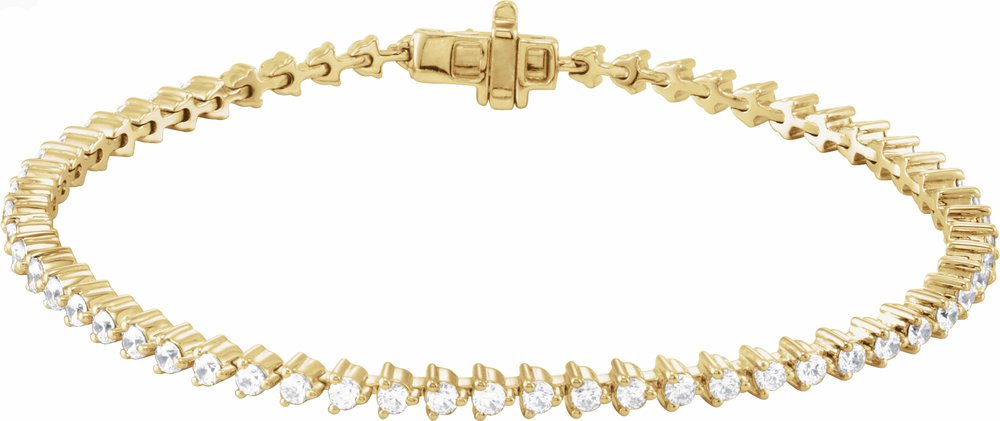 14K Yellow Gold 3 CTW Natural Diamond 7 1/4" Line Bracelet