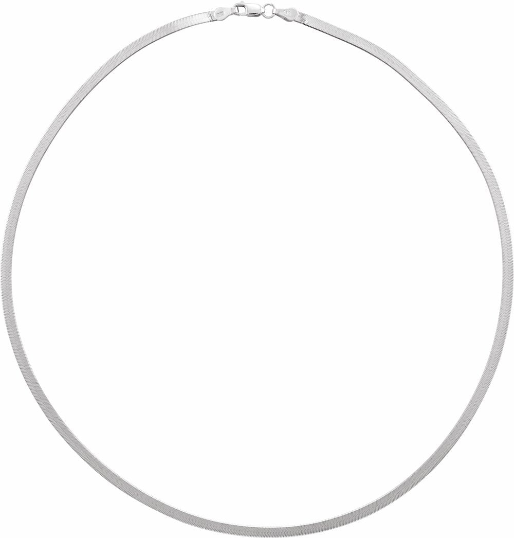 14K White 2.8 mm Flexible Herringbone 16" Chain