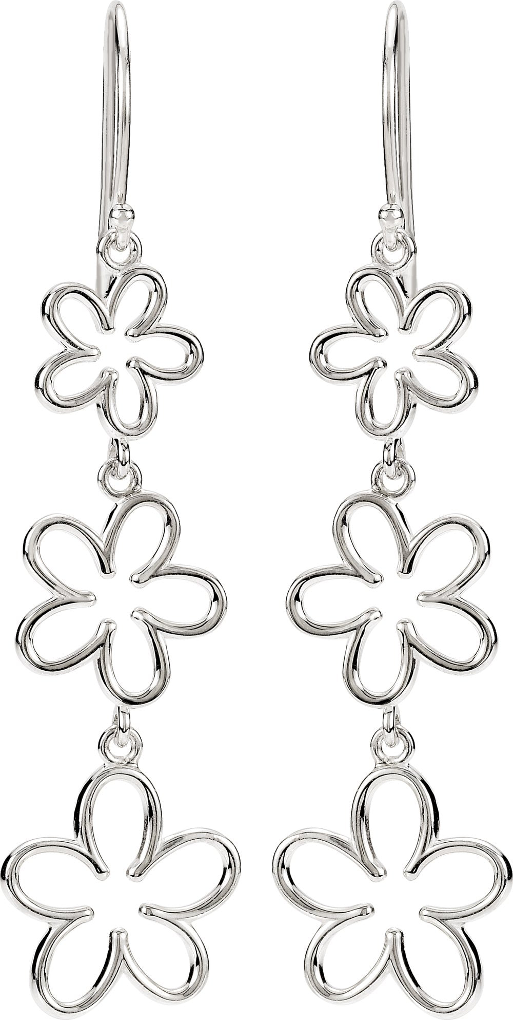 Sterling Silver Flower Dangle Earrings