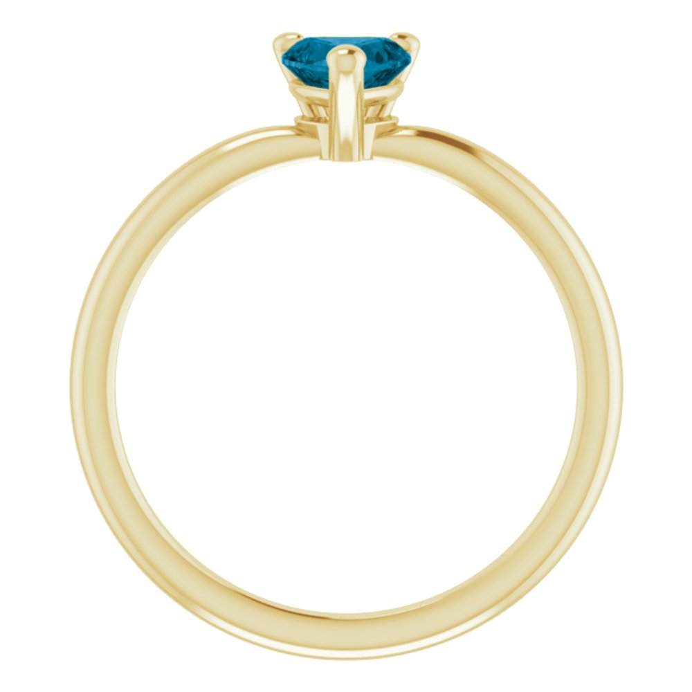14K Yellow Gold Natural London Blue Topaz Heart Solitaire Ring