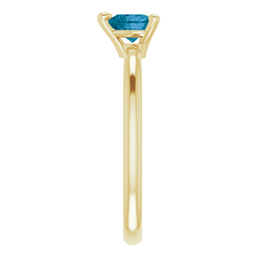 14K Yellow Gold Natural London Blue Topaz Heart Solitaire Ring