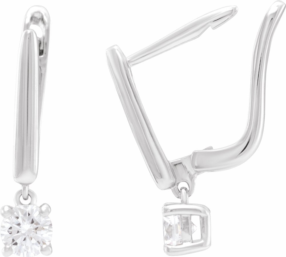 14K White Gold 1/2 CTW Lab-Grown Diamond Lever Back Earrings