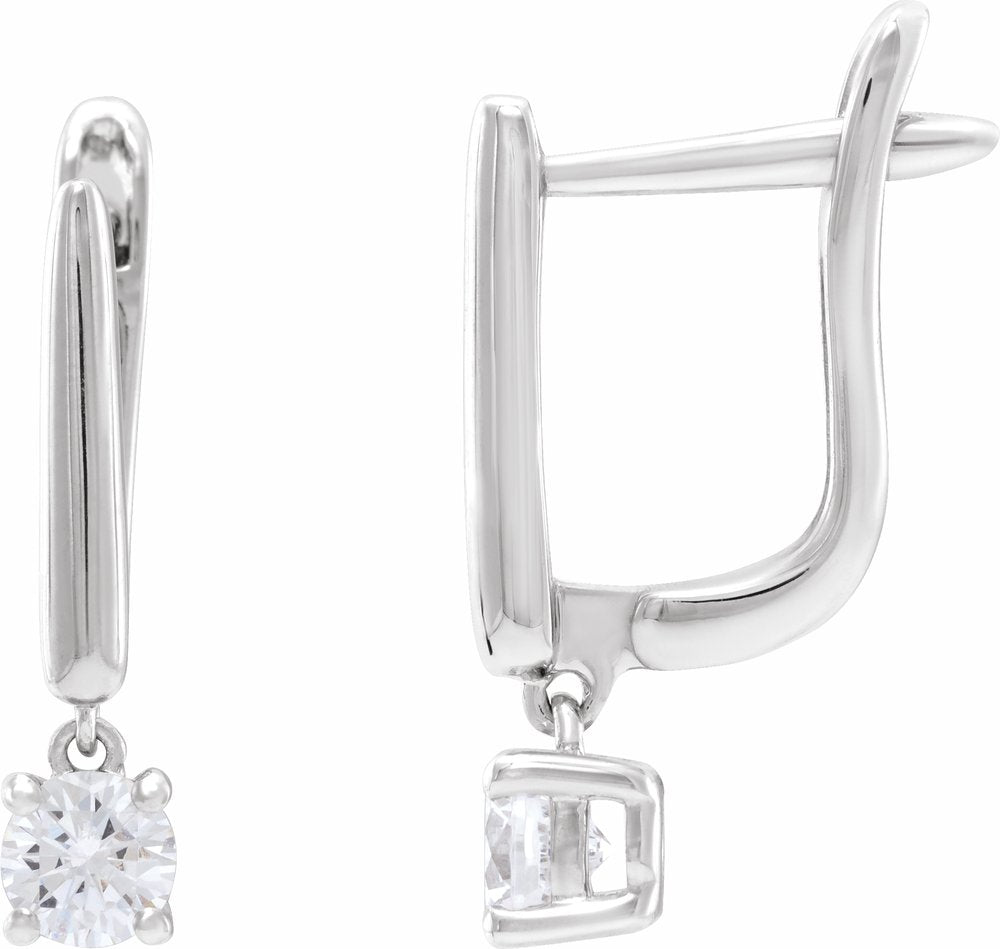 14K White Gold 1/2 CTW Lab-Grown Diamond Lever Back Earrings