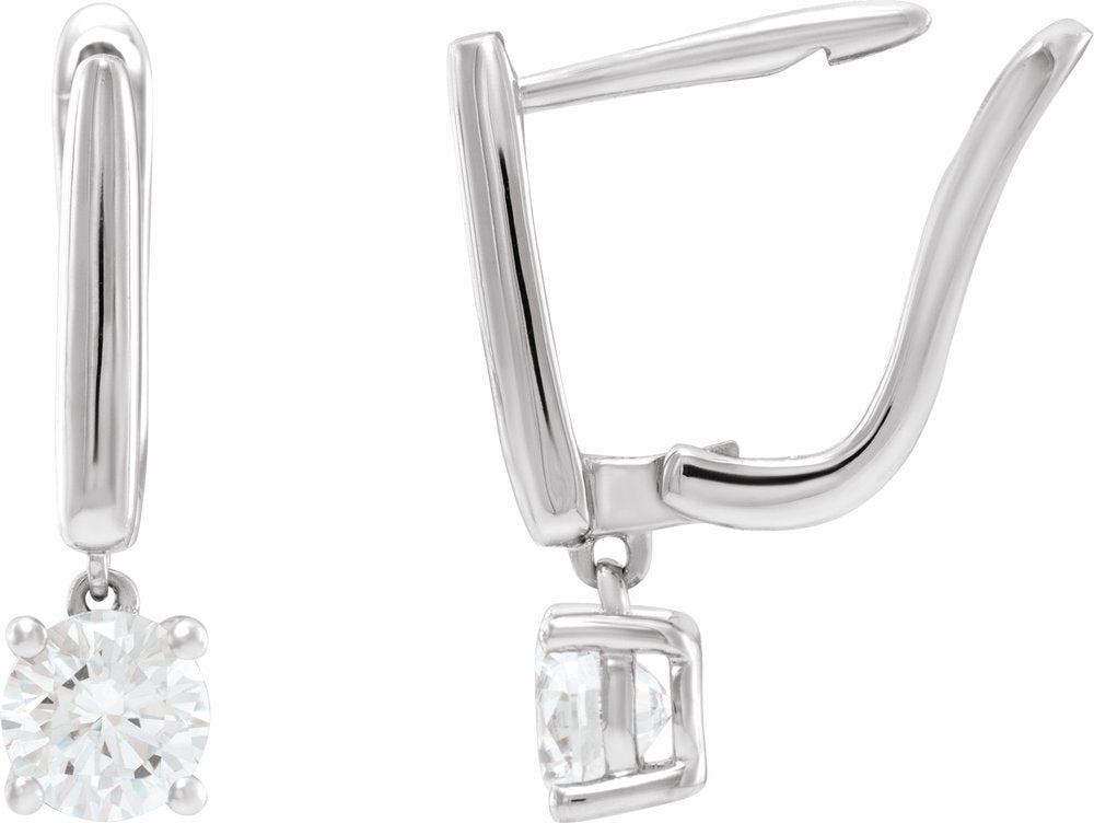 14K White Gold 1 CTW Lab-Grown Diamond Lever Back Earrings