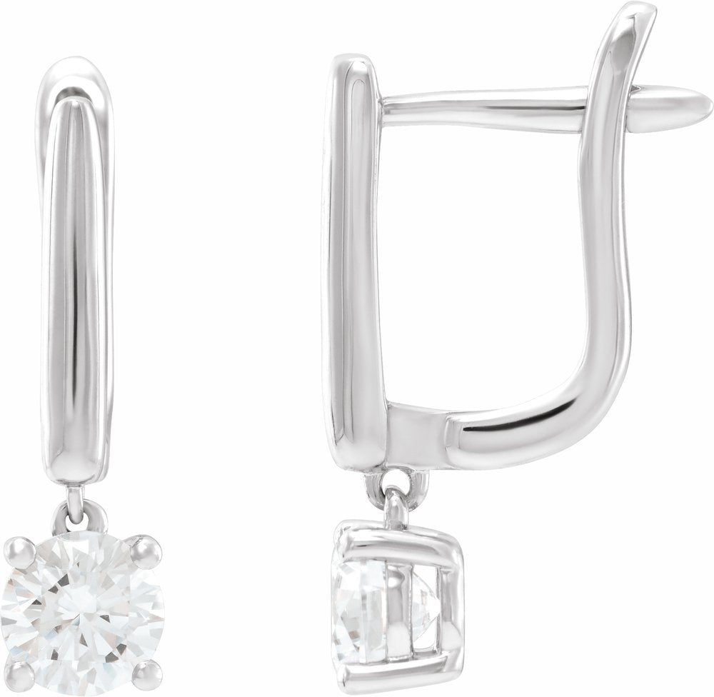 14K White Gold 1 CTW Lab-Grown Diamond Lever Back Earrings