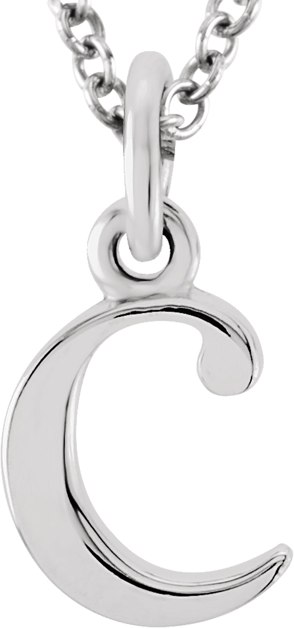 14K White Gold Lowercase Initial c 16" Necklace