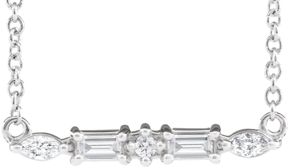 14K White Gold 1/6 CTW Natural Diamond Bar 18" Necklace
