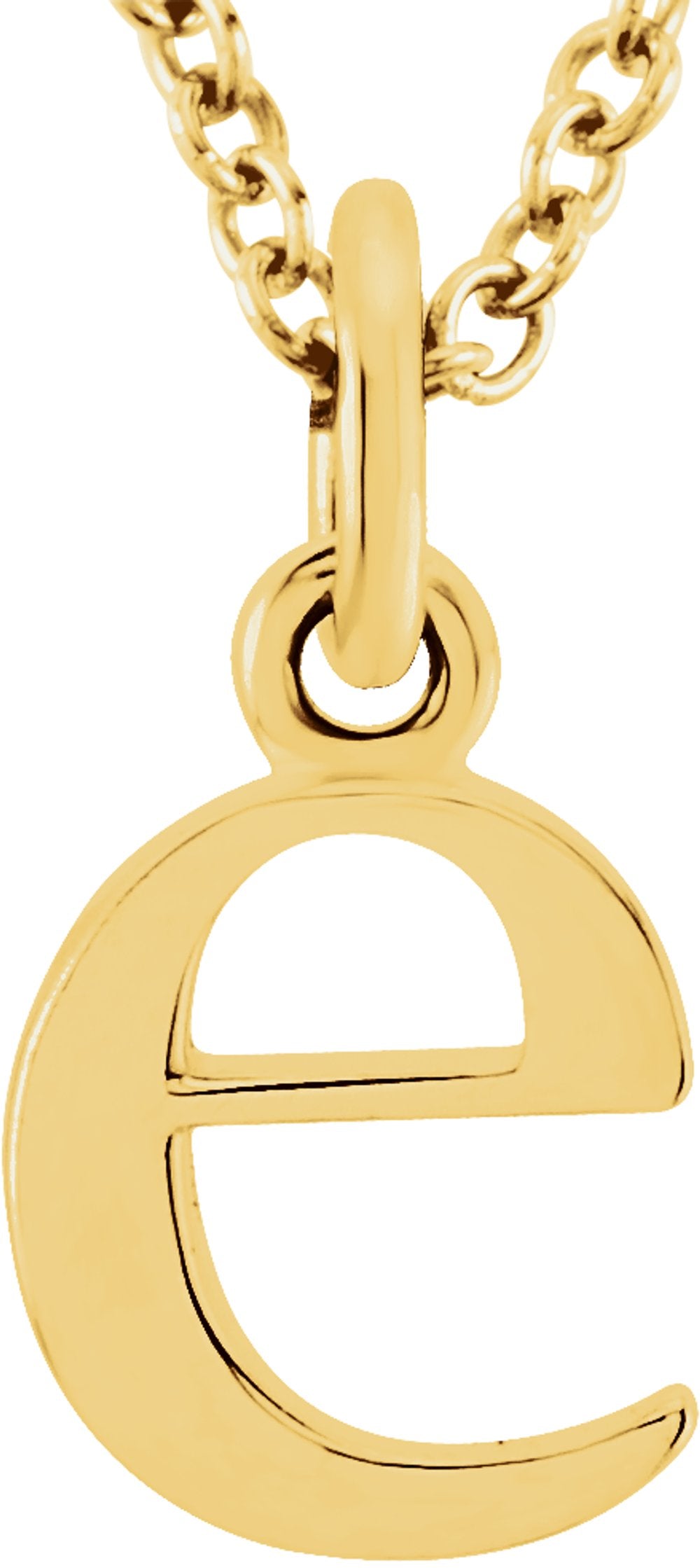 14K Yellow Gold Lowercase Initial e 16" Necklace