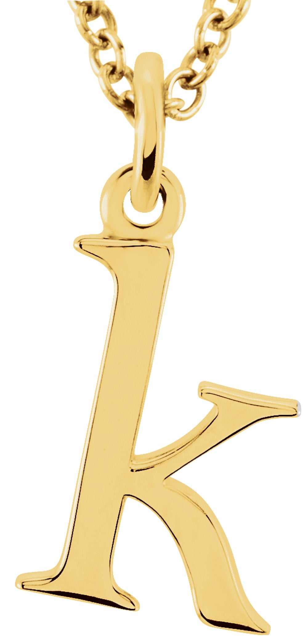 14K Yellow Gold Lowercase Initial k 16" Necklace