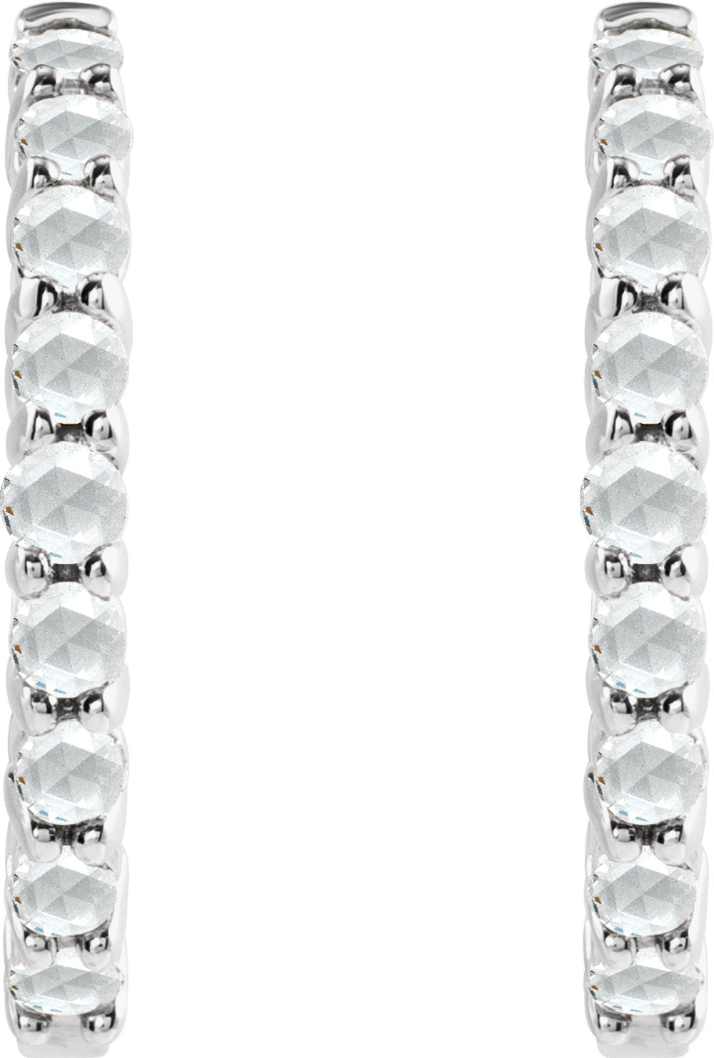 14K White Gold 1/3 CTW Rose-Cut Natural Diamond Hinged 20 mm Hoop Earrings