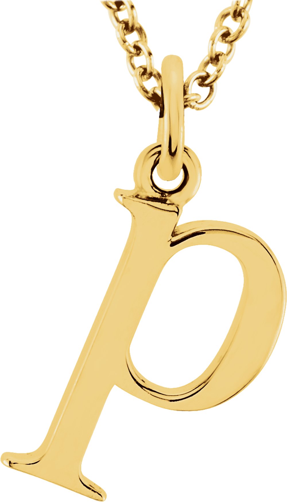 14K Yellow Gold Lowercase Initial p 16" Necklace