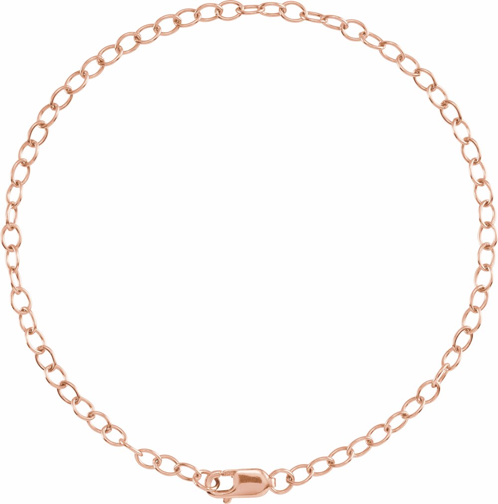 14K Rose Gold 2.5 mm Cable 7" Chain