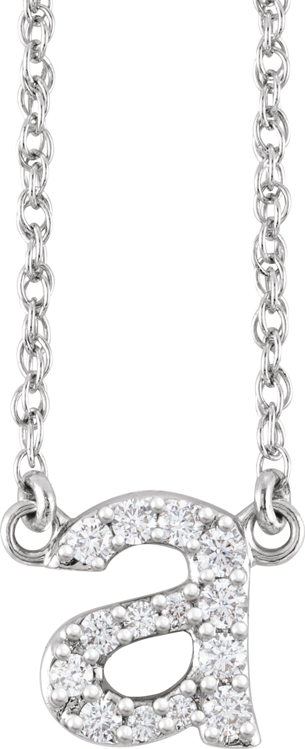 14K White Gold 1/8 CTW Natural Diamond Lowercase Initial A 16" Necklace