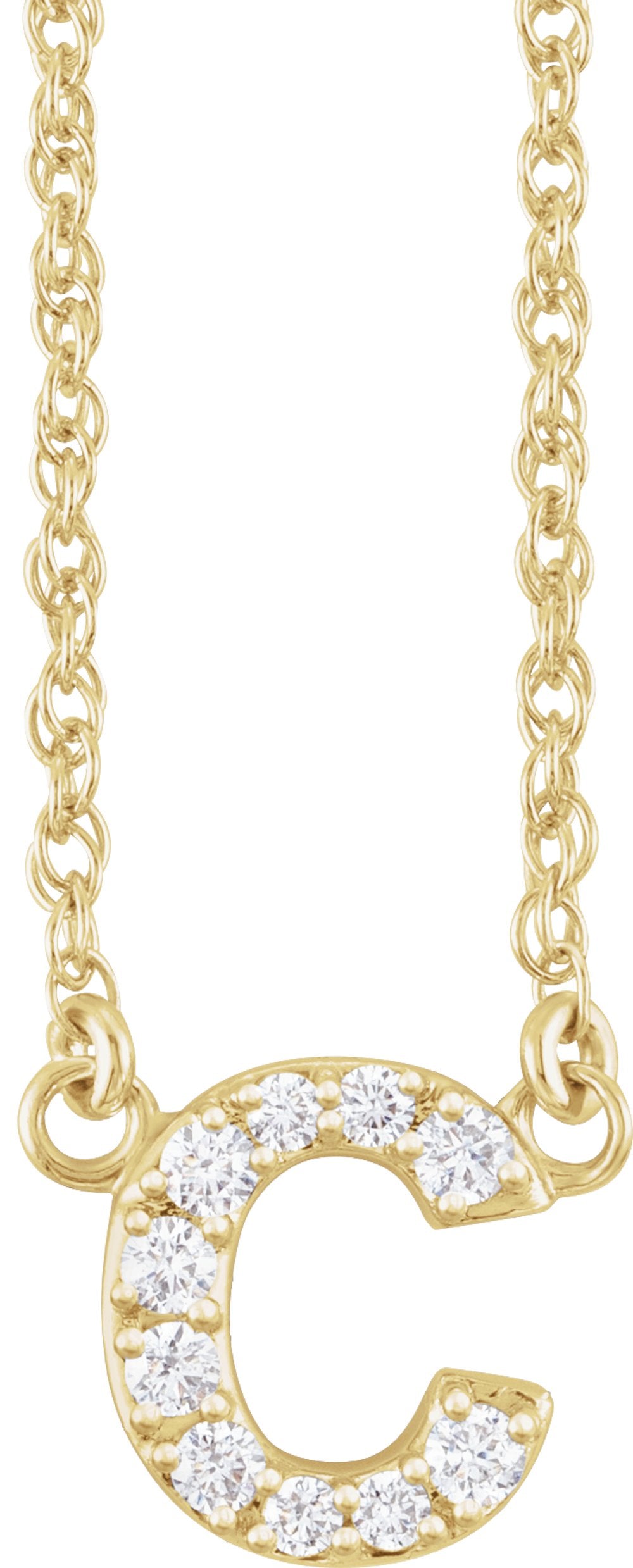 14K Yellow Gold .07 CTW Natural Diamond Lowercase Initial C 16" Necklace