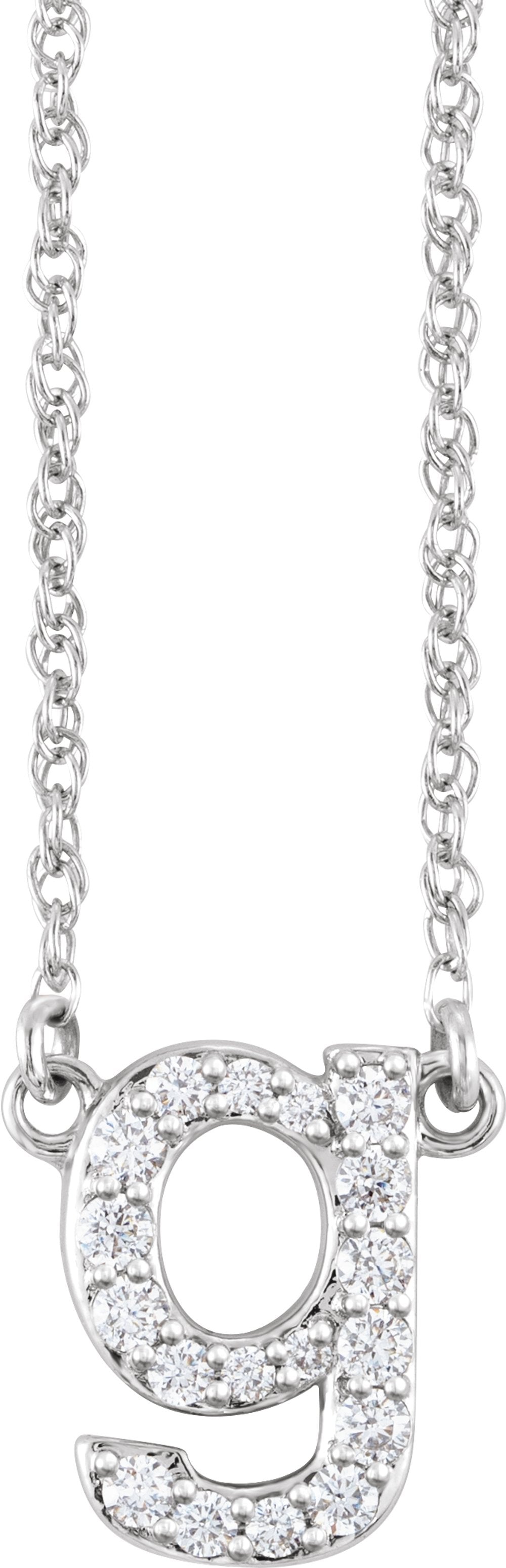 14K White Gold 1/6 CTW Natural Diamond Lowercase Initial G 16" Necklace