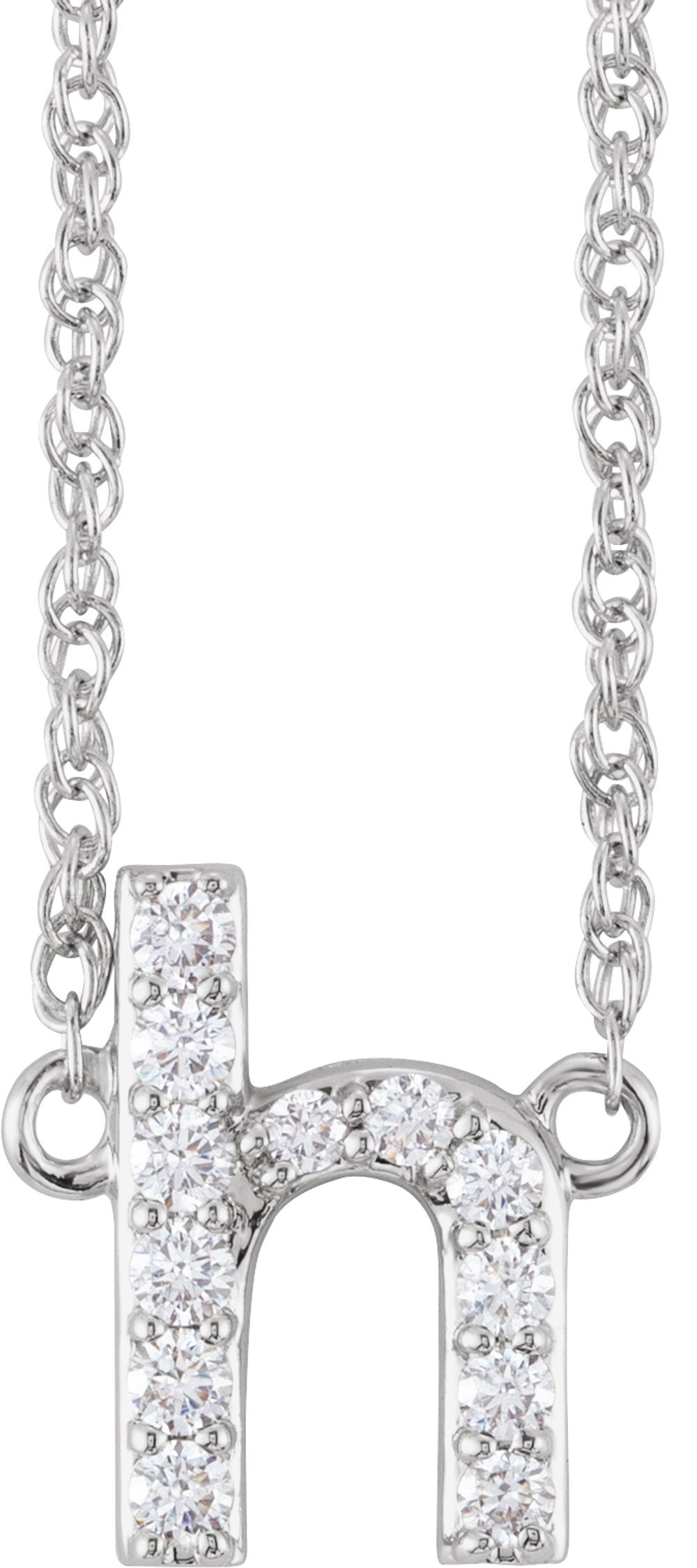 14K White Gold 1/8 CTW Natural Diamond Lowercase Initial H 16" Necklace