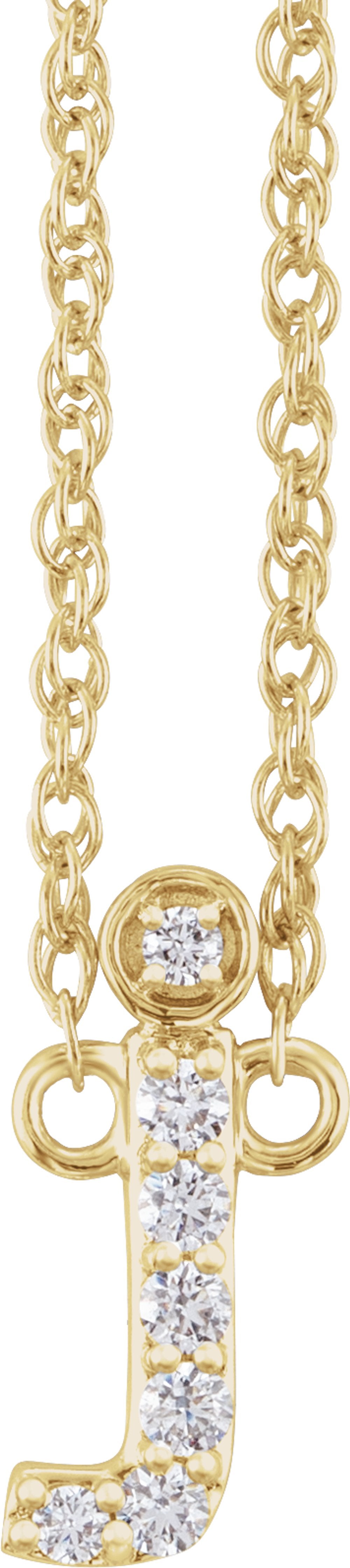 14K Yellow Gold .06 CTW Natural Diamond Lowercase Initial J 16" Necklace