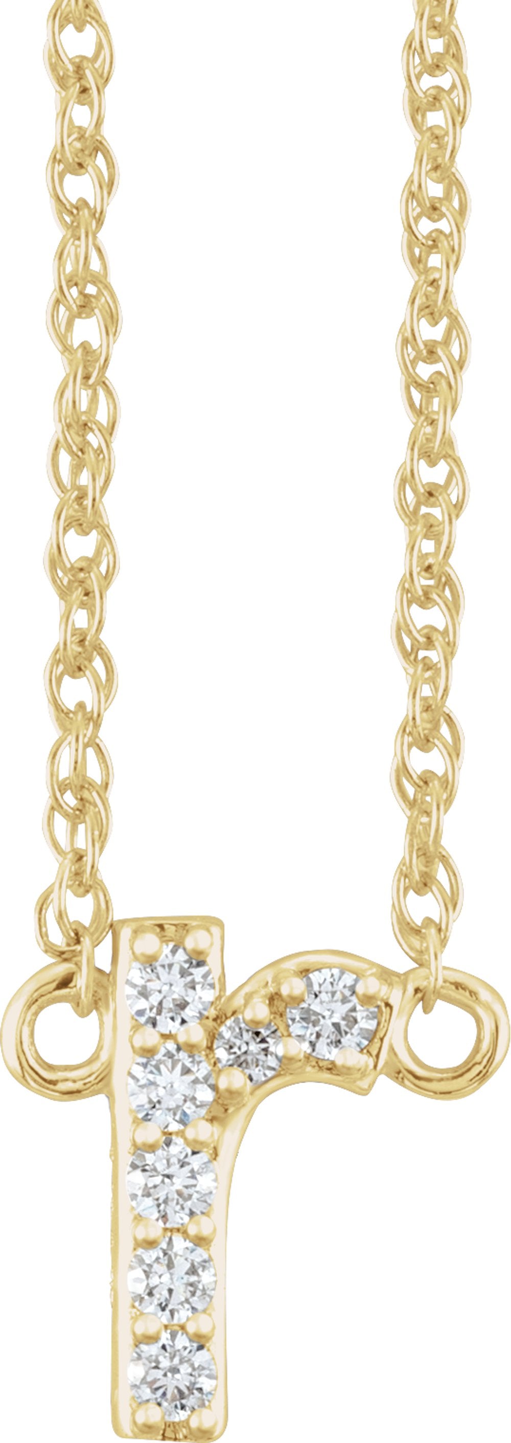 14K Yellow Gold .07 CTW Natural Diamond Lowercase Initial R 16" Necklace