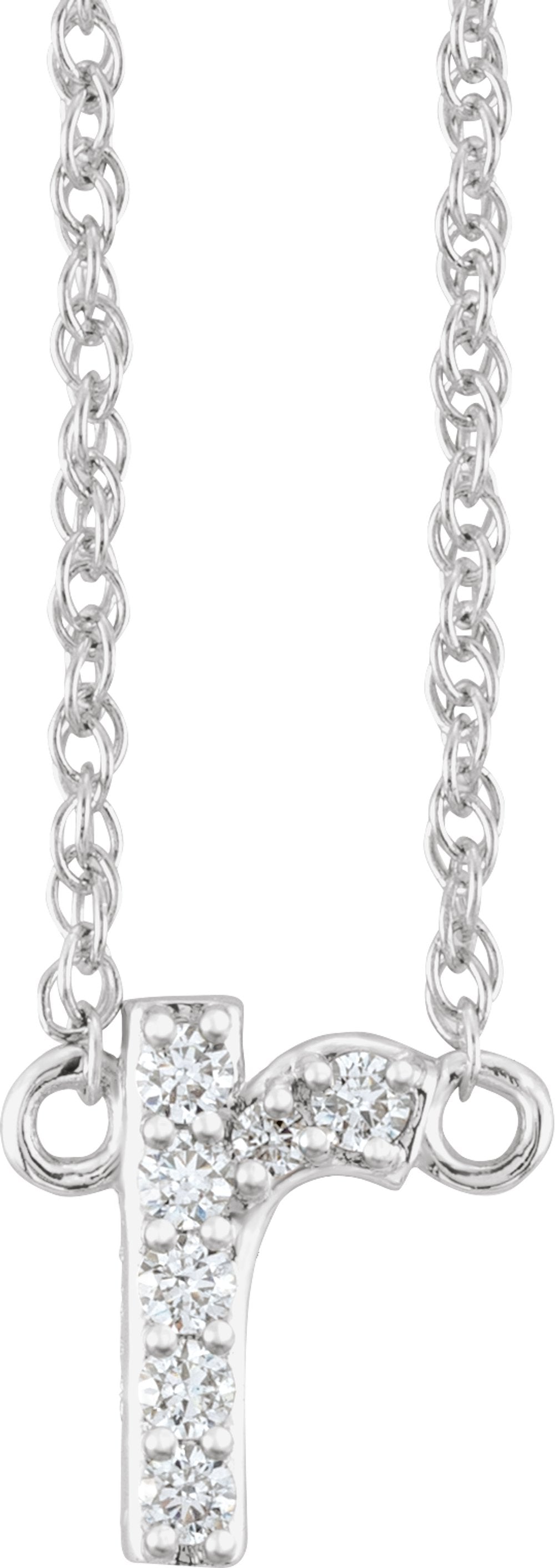 14K White Gold .07 CTW Natural Diamond Lowercase Initial R 16" Necklace
