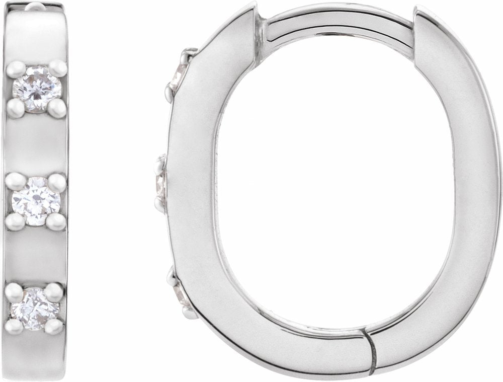 14K White Gold .08 CTW Natural Diamond 11.5 mm Hoop Earrings