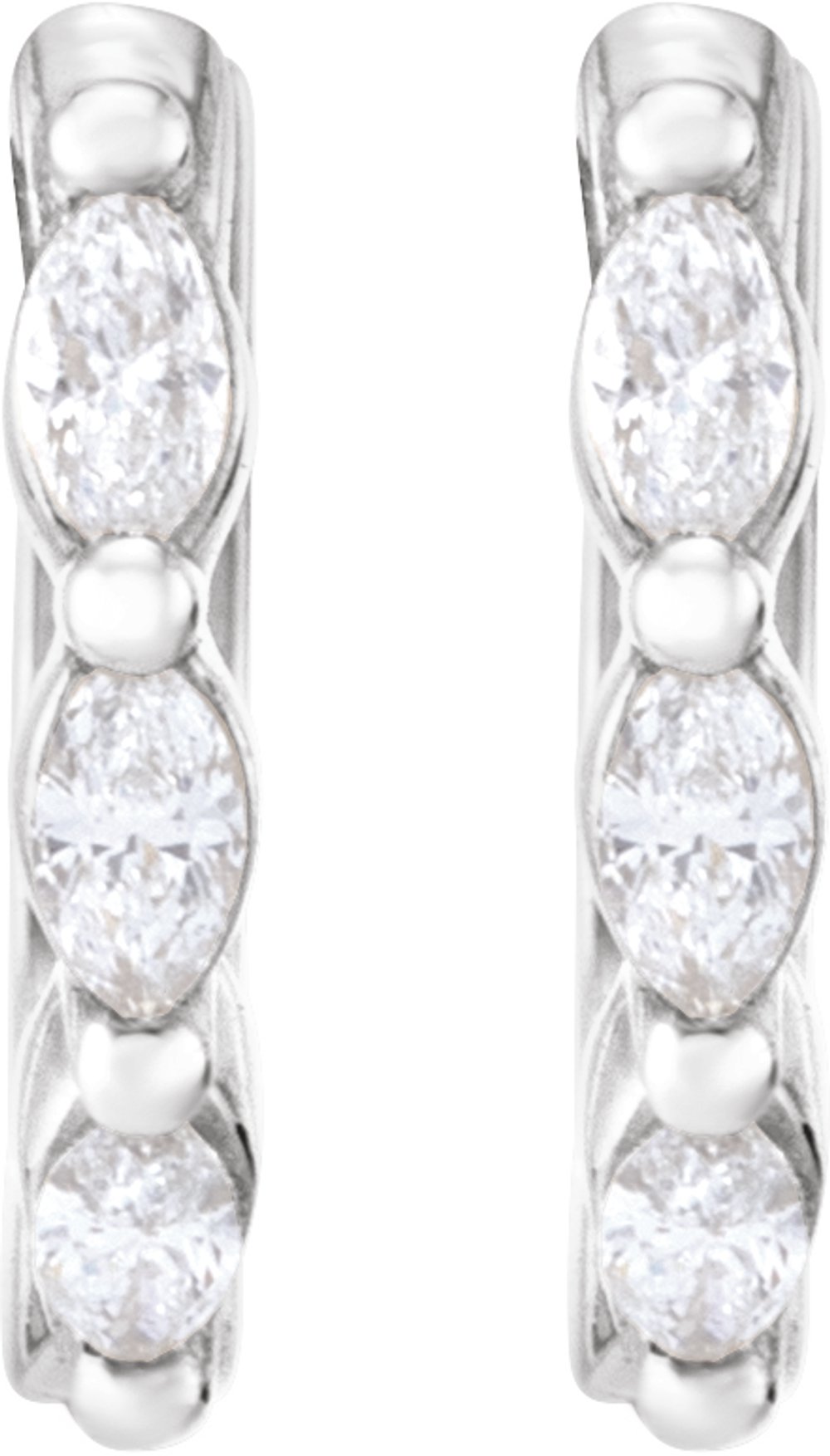 14K White 1/10 CTW Natural Diamond 10 mm Hoop Earrings