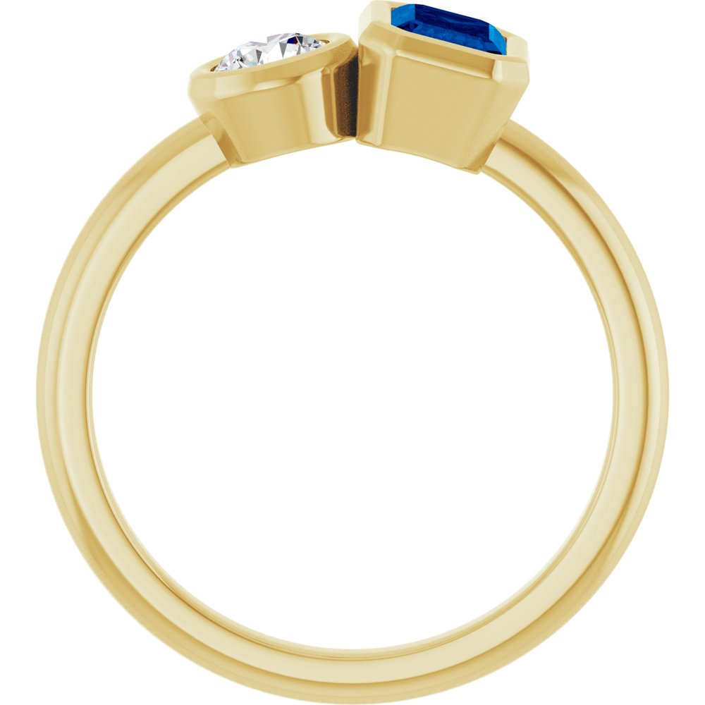 14K Yellow Gold Lab-Grown Blue Sapphire & 1/4 CTW Lab-Grown Diamond Ring