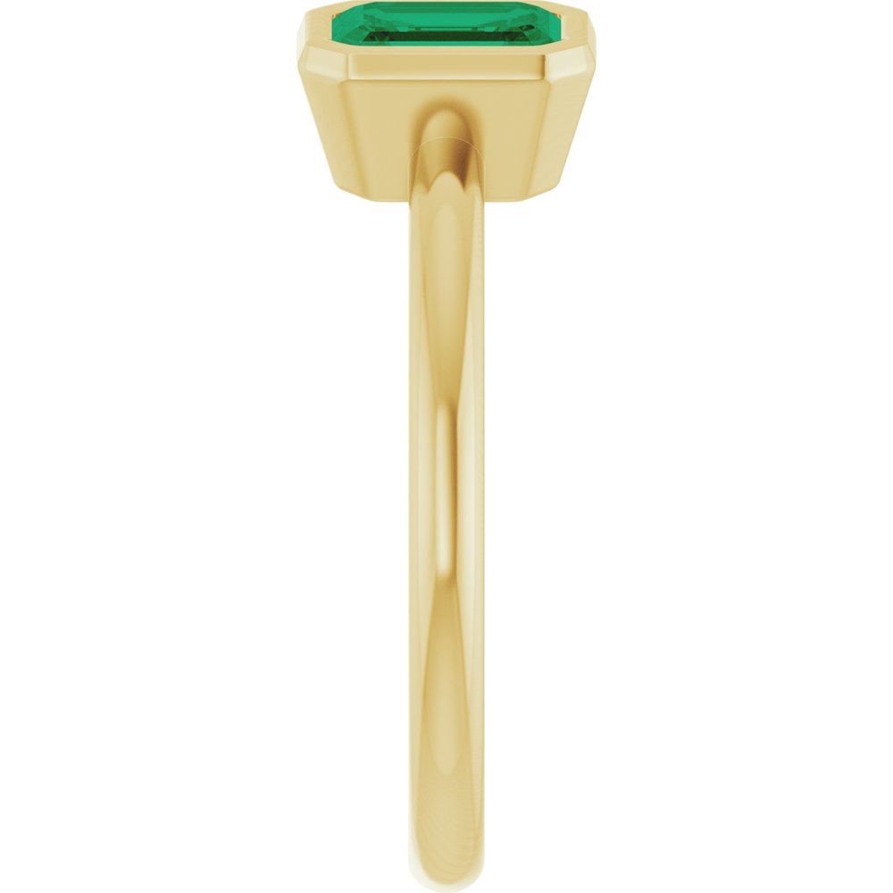14K Yellow Gold Lab-Grown Emerald & 1/4 CTW Lab-Grown Diamond Ring