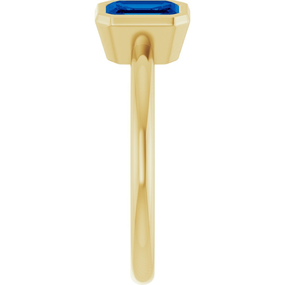 14K Yellow Lab-Grown Blue Sapphire & 1/4 CTW Lab-Grown Diamond Ring