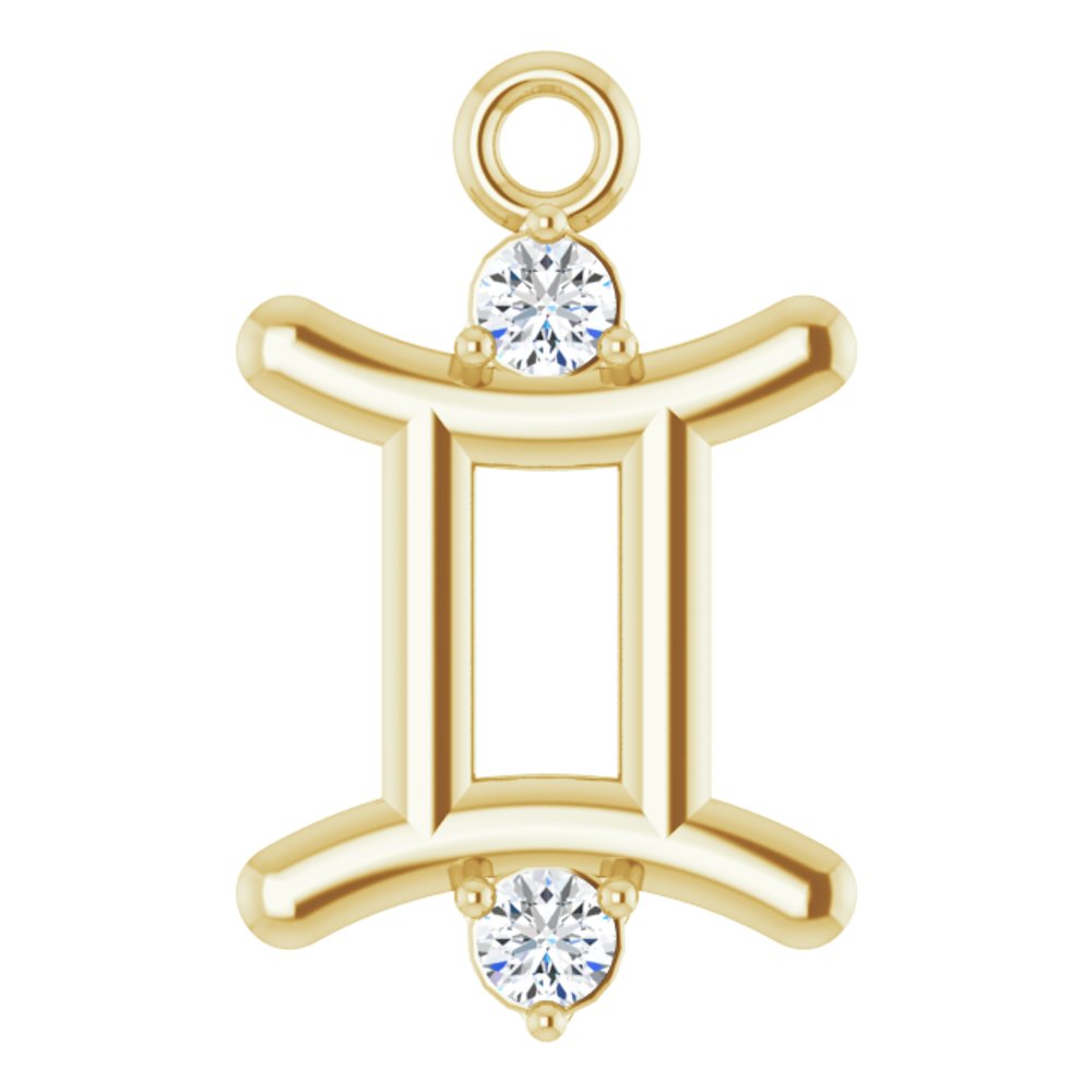 14K Yellow .015 CT Natural Diamond Gemini Zodiac Dangle