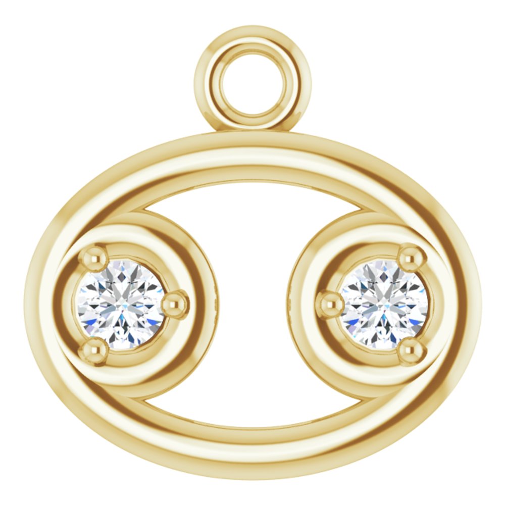 14K Yellow .015 CT Natural Diamond Cancer Zodiac Dangle