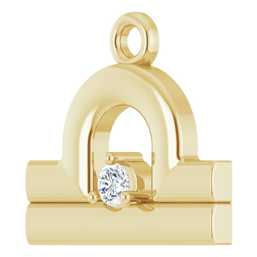 14K Yellow .015 CT Natural Diamond Libra Zodiac Dangle