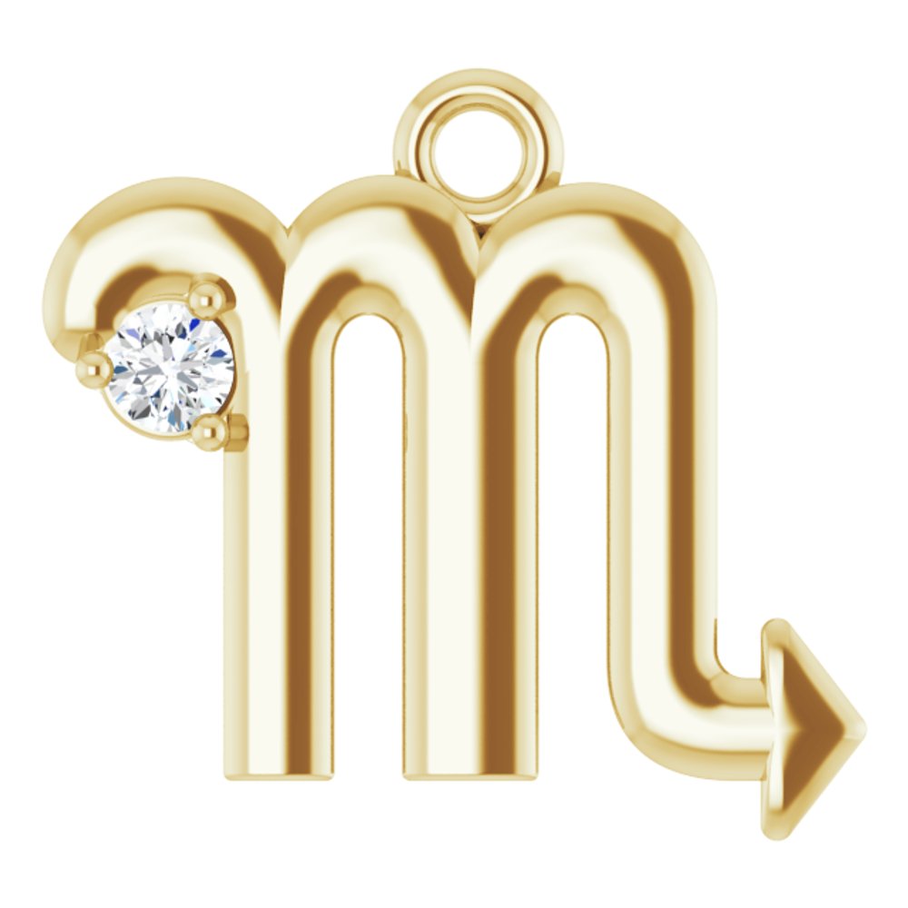 14K Yellow .015 CT Natural Diamond Scorpio Zodiac Dangle