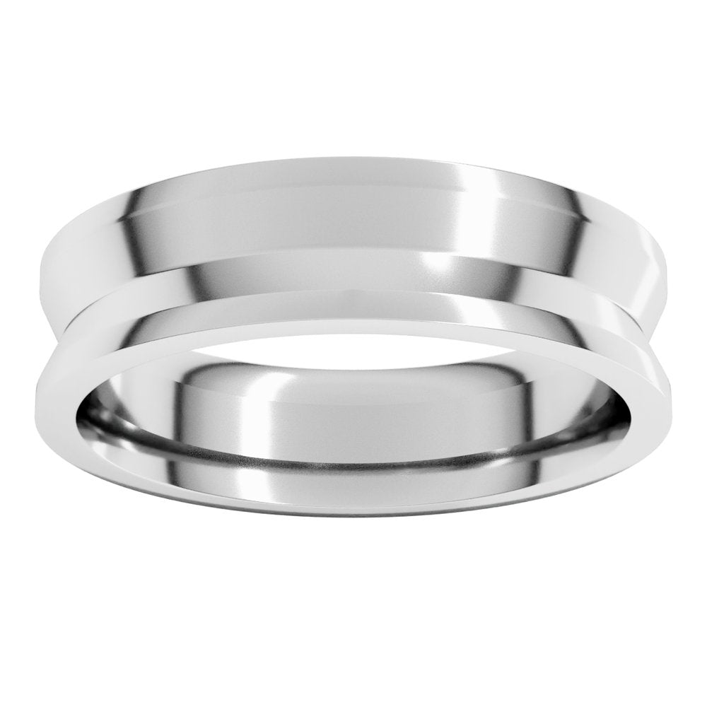14K White 6 mm Comfort-Fit Reverse Knife Band Size 7