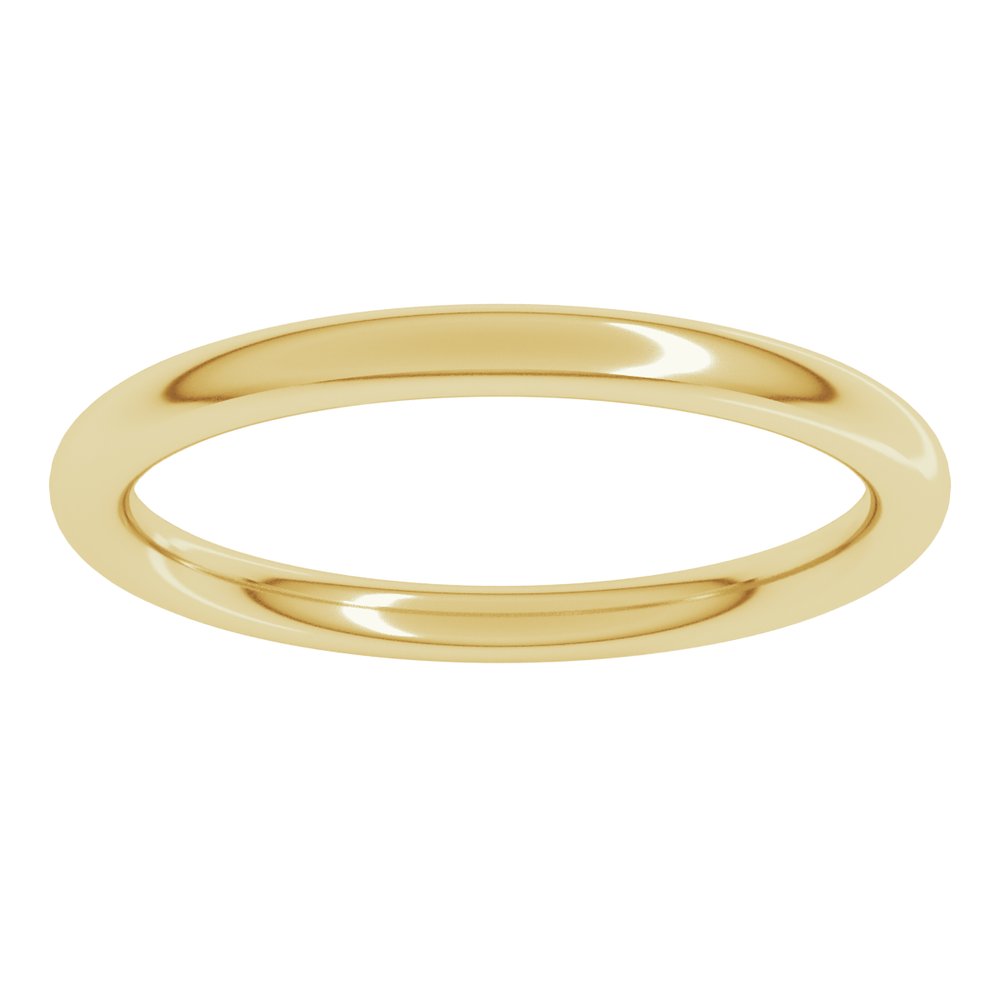 10K Yellow Gold 2 mm Comfort-Fit Full Round Band Size 7