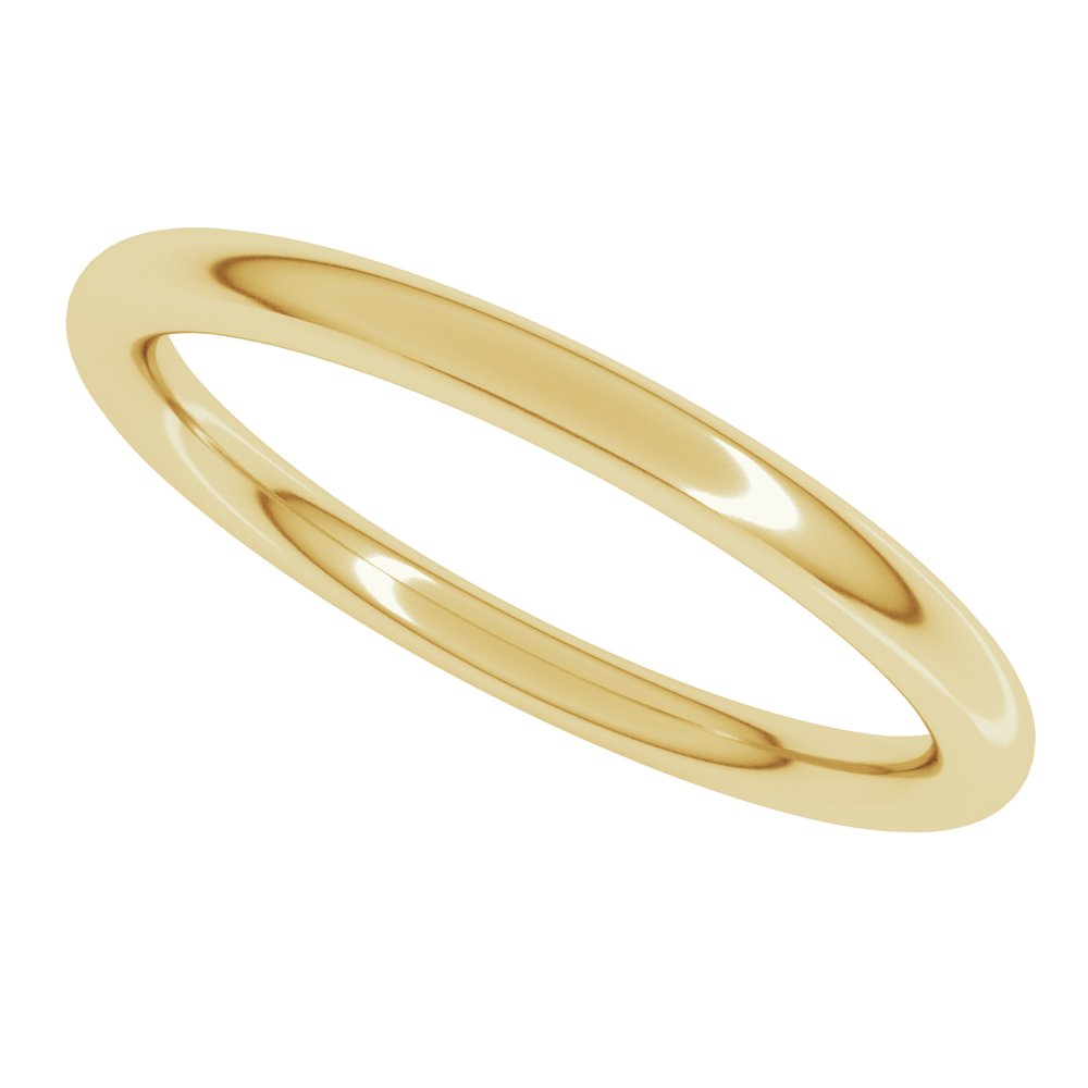 10K Yellow Gold 2 mm Comfort-Fit Full Round Band Size 7