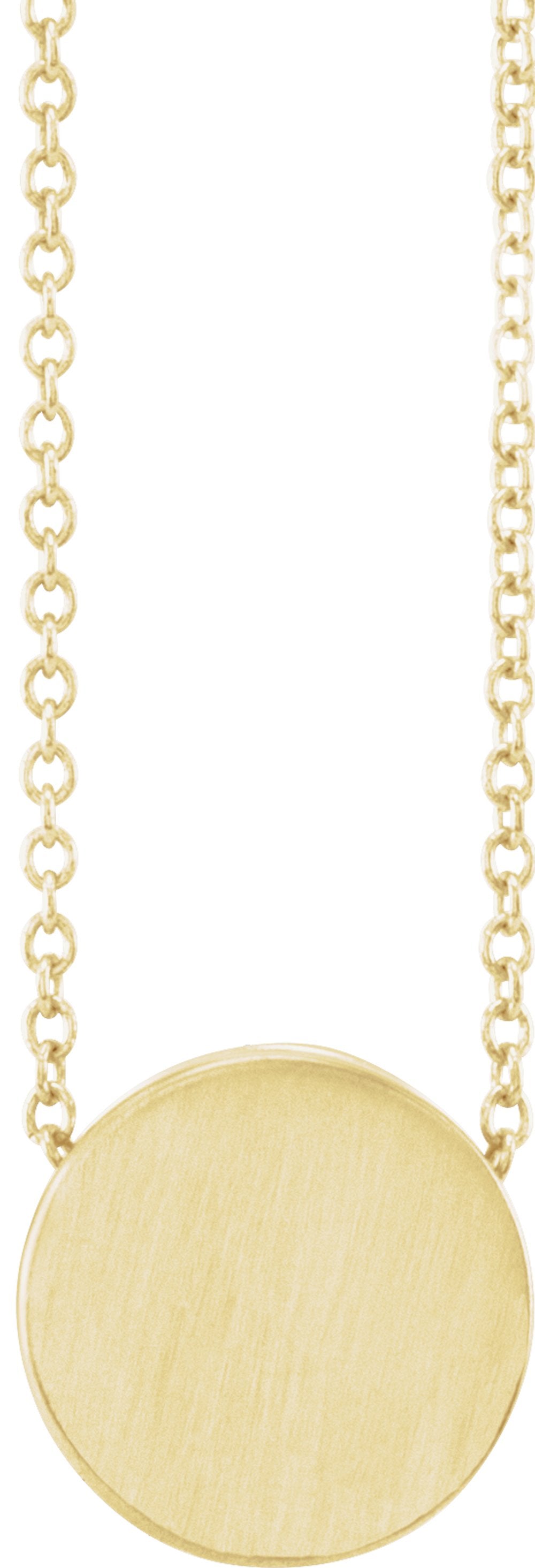 14K Yellow Gold 10 mm Engravable Disc 16-18" Necklace