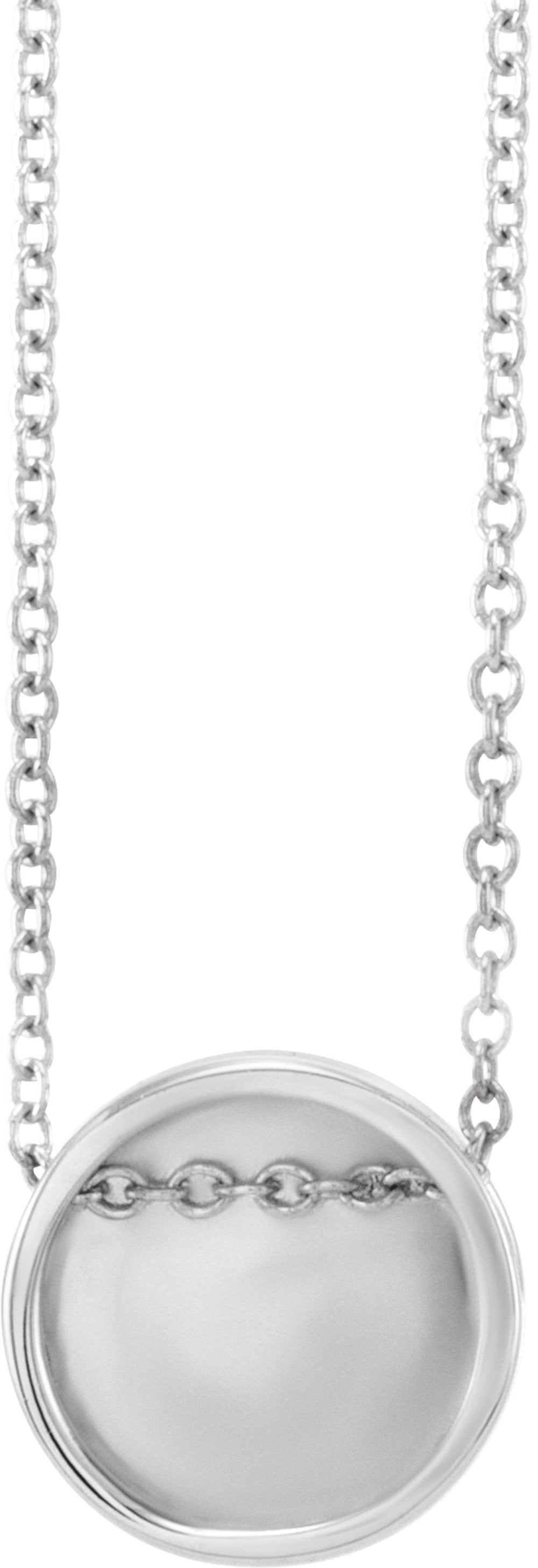 14K White 10 mm Engravable Disc 16-18" Necklace