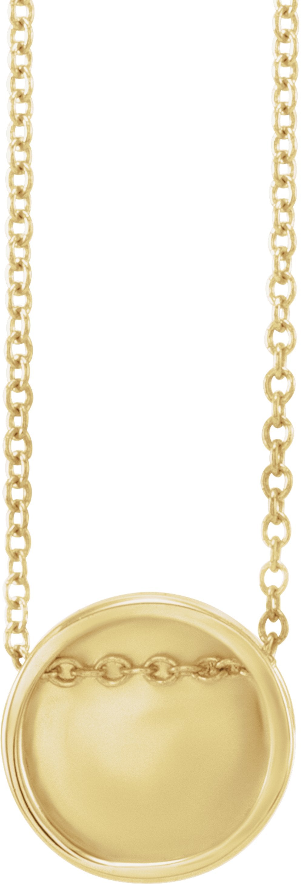 14K Yellow Gold 10 mm Engravable Disc 16-18" Necklace