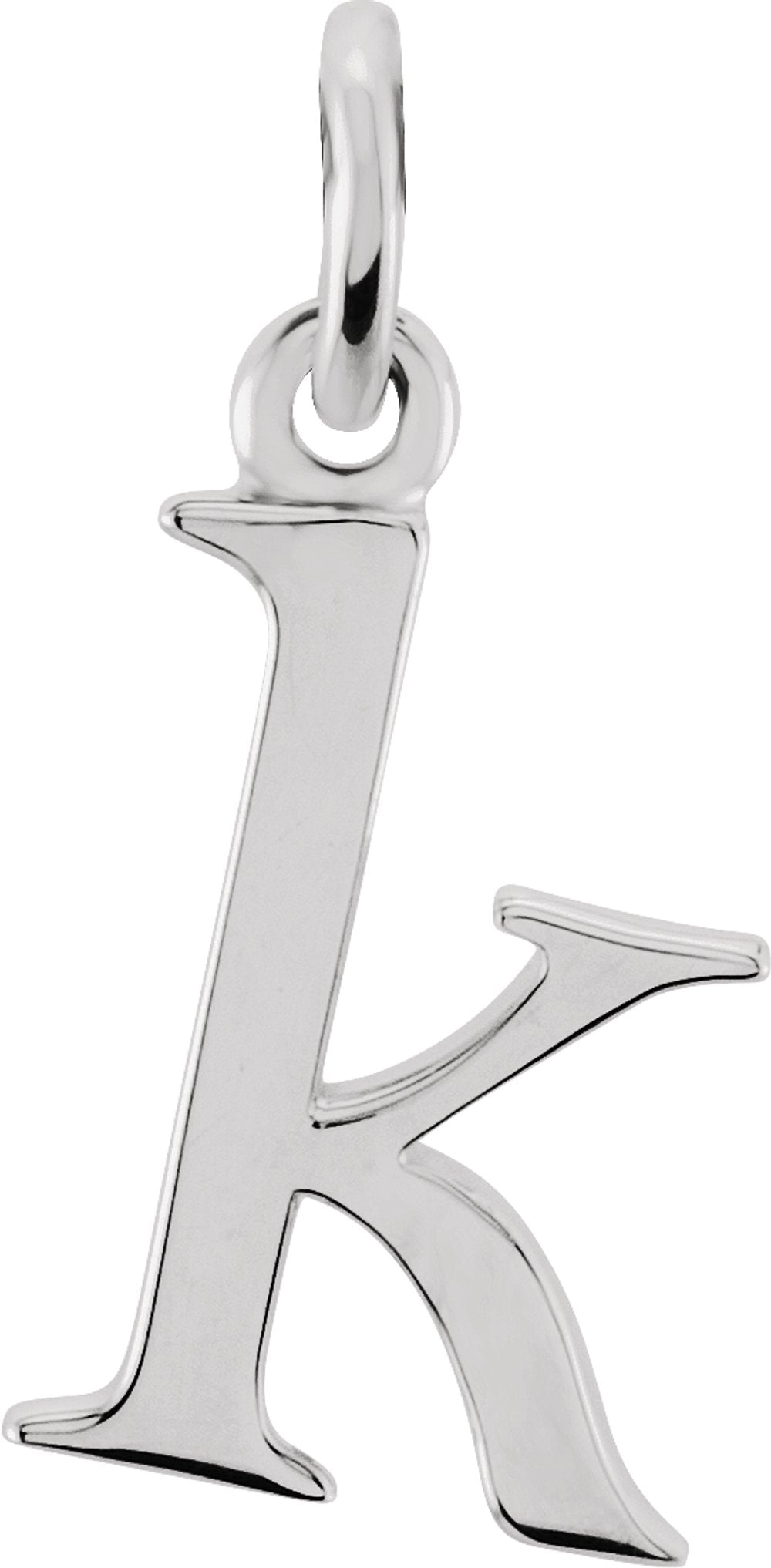 14K White Gold Lowercase Initial k Charm/Pendant