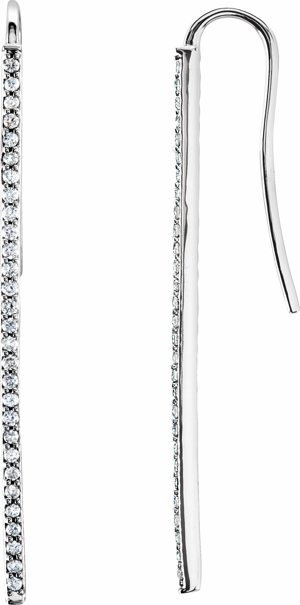 14K White Gold 1/4 CTW Natural Diamond Vertical Bar Earrings