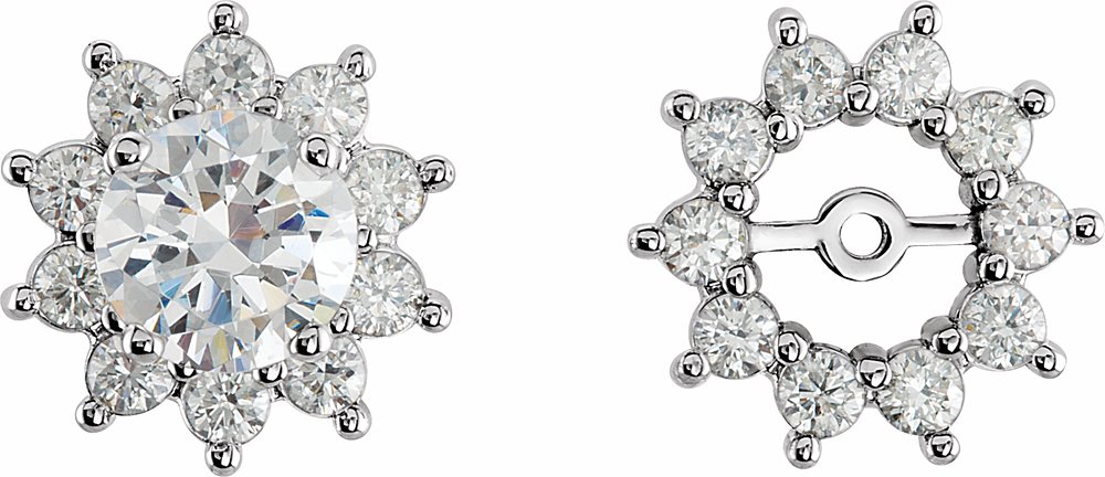 14K White Gold 3/4 CTW Natural Diamond Earring Jackets with 5mm ID