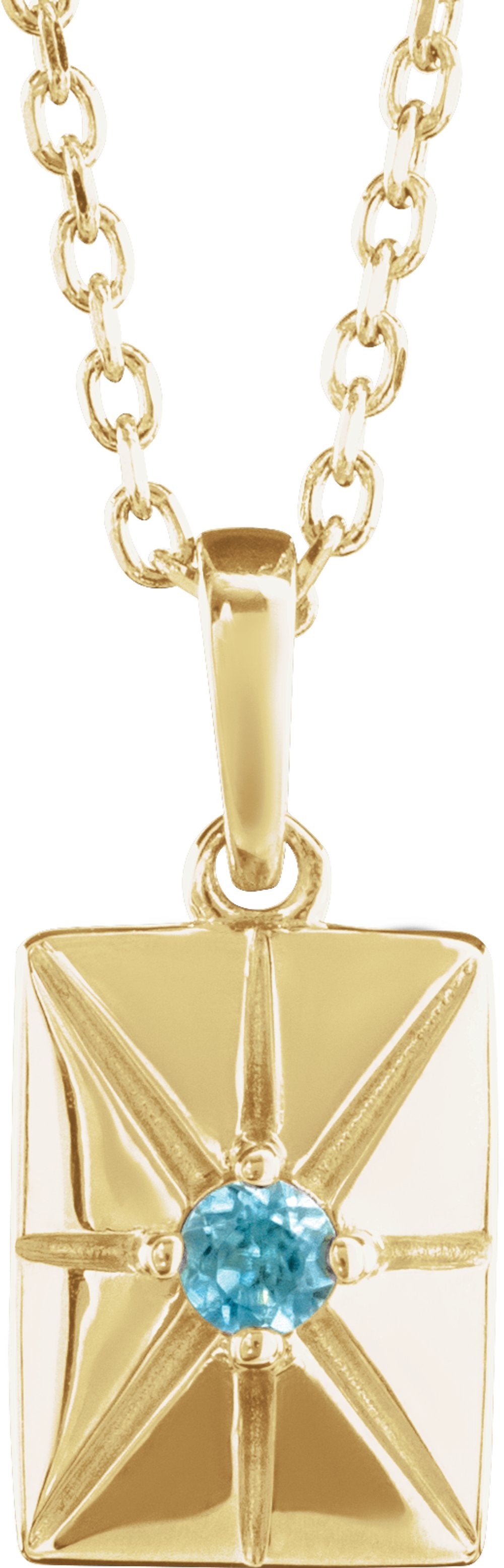 14K Yellow Gold Natural Blue Zircon 16-18" Necklace