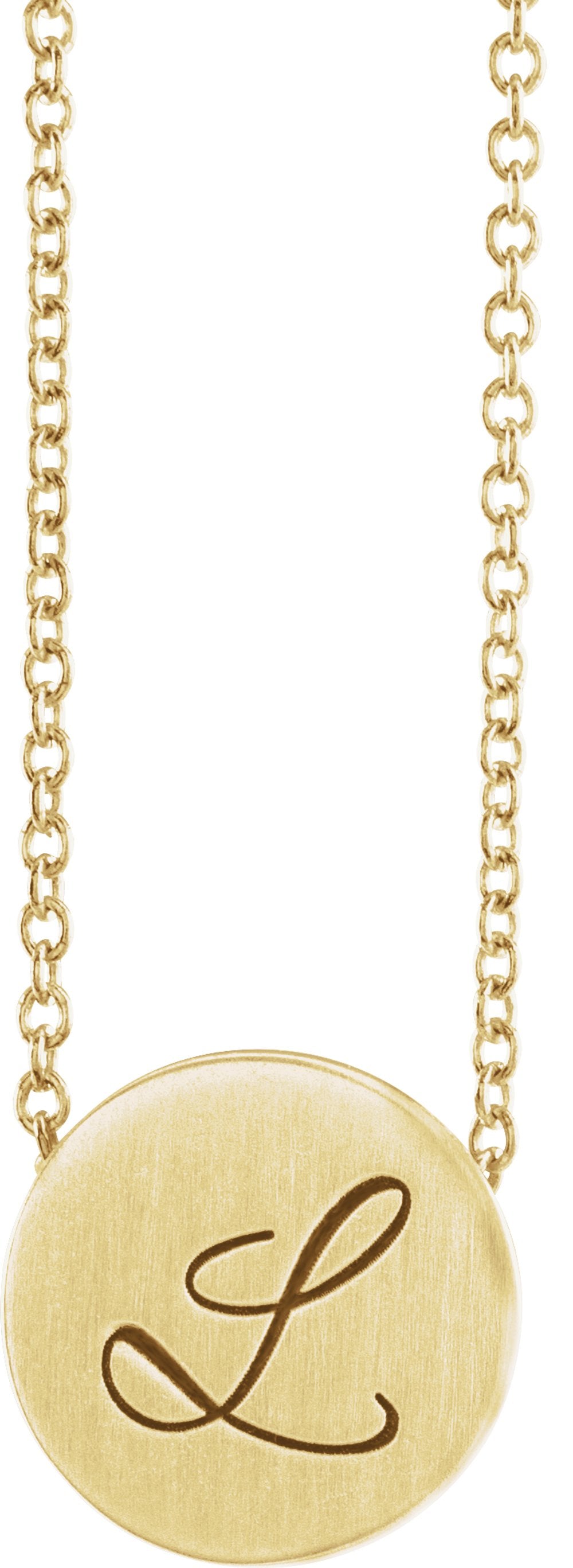 14K Yellow Gold 10 mm Engravable Disc 16-18" Necklace