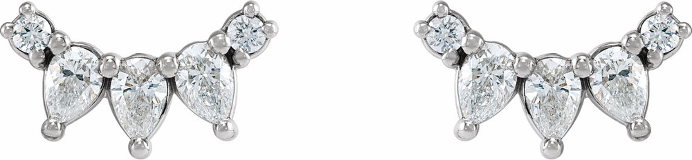 14K White 1/3 CTW Natural Diamond Curved Bar Earrings