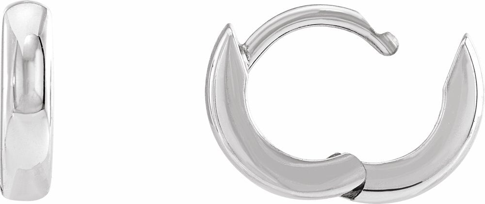14K White Gold 9.5 mm Hinged Hoop Earrings